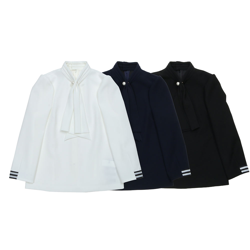 BORDERS at BALCONY ボーダーズアットバルコニー BOWTIE BLOUSE レディース 22春夏 WHT BLK NAVY  BD2211-3C-04 | EXCLUSIVE エクスクルーシブ 大阪 梅田